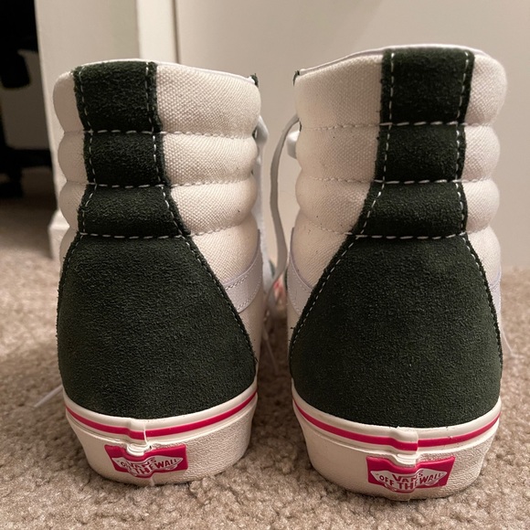 Vans High Tops Green and Cream Suede Sneakers Old Skools - Picture 6 of 11